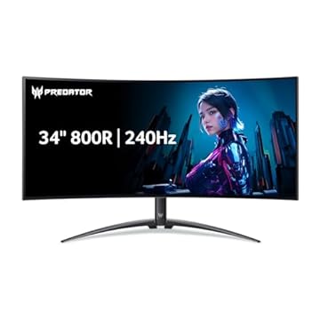 Acer Predator X34 | Monitor curvo para jogos 800R OLED 800R de 34 polegadas UWQHD 3440 x 2440 | AMD FreeSync Premium Pro | 240Hz | 0,01ms | VESA DisplayHDR True Black 400 | Switch KVM | USB Type-C, DP