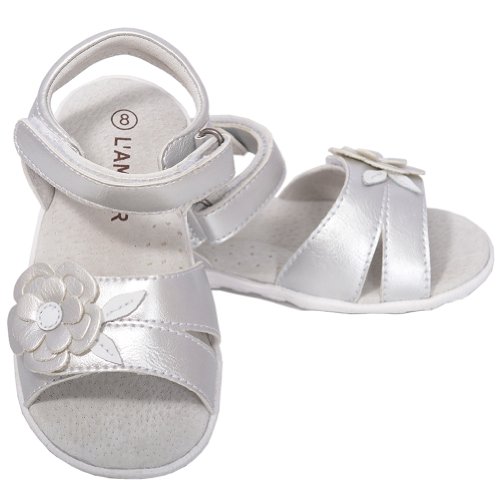 L'Amour Silver Flower Sandals Shoes Baby Girls2