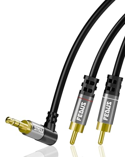 Image of FEDUS 3.5mm to RCA Cable 4.9ft /1.5M, RCA to 3.5mm Male Audio Adapter 2RCA Gold Plated Shielded Stereo Y Braided Audio Adapter Cord rca to AUX Cable for Smartphones, MP3, Tablets, Speakers,