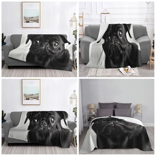 Couverture microfibre de qualité supérieure avec imprimé carlin noir