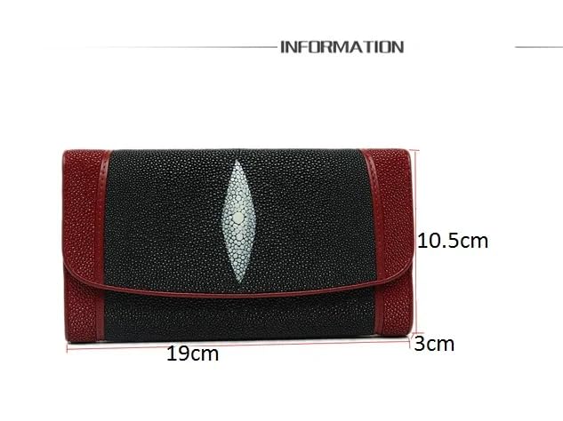 Authentic Real Stingray Skin Mixed-Color Female Clutch Purse Lady Long Trifold Wallet Genuine Leather Women's Large Card Holders2