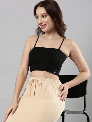 Image of Femmora Body Hugging Crop Top, Soft and Comfortable Cotton Fabric and Adjustable Shoulder Strap and Detachable Cookie Pad, for Women, Pack of 1