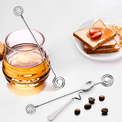 Gxhong Cuchara para miel, de acero inoxidable, mango curvado, para café, cucharas para miel, espiral, para miel… - Imagen 6