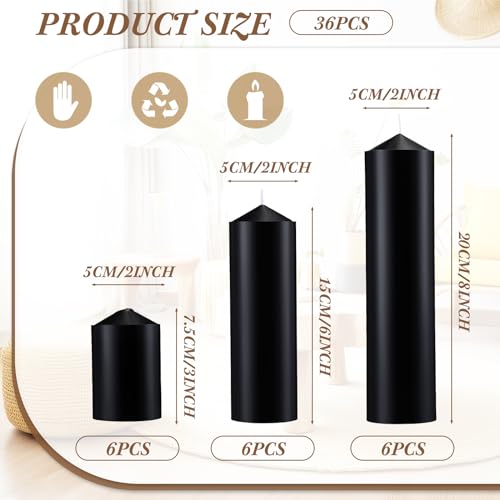 Mtlee YNY-MTLEE-848 18 Pcs Set Of 3 Pillar Candles Ivory Pillar Candle Bulk 2 In X 3, 6, 8 Long Burning Candles Clean Unscented Smokeless Pillar Candles thumb #1