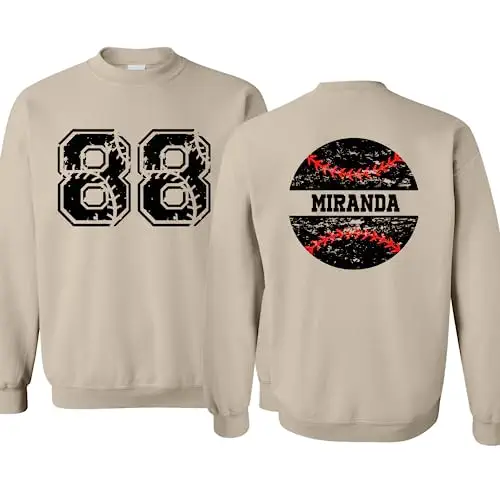 Customizable Baseball Sweatshirt Hoodie, Baseball Team Name and Number, Personalized Sports Lover Tops, Fan Game Day, Baseball Boy Shirt, Support Your Team (Sweatshirt, Hoodie - Front and Back)