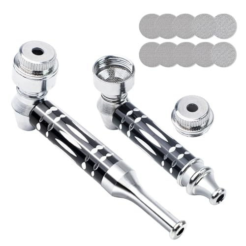 Lot de 2 mini porte-pipes portables avec 10 filtres en acier inoxydable - Accessoires de fumée -...