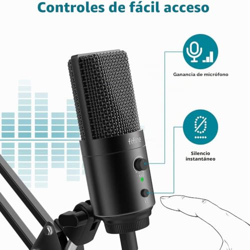Microfono de condensador de estudio compatible con Mac, PC y control de ganancia 2