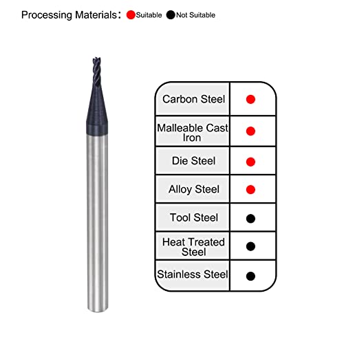 Image of uxcell Square Nose End Mill, 1.5mm Tip Dia Solid Carbide AlTiN Coated CNC Router Bits 4 Flute Spiral Milling Cutter HRC45 with 4mm Shank 50mm (2-inch) Length