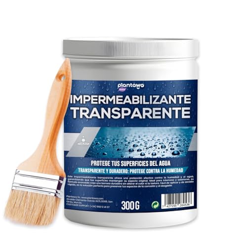 PLANTAWA Impermeabilizzante trasparente 300g | Formato Gel | Sigillo idrorepellente terrazzi, legno, piastrelle doccia e muri | Guaina liquida impermeabilizzante | Vernice impermeabile trasparente