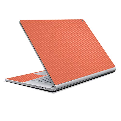 Image of MightySkins Carbon Fiber Skin for Microsoft Surface Book 2 13 inch (2017) - Solid Salmon,Protective, Durable Textured Carbon Fiber Finish,Easy to Apply, Remove, and Change Styles,
