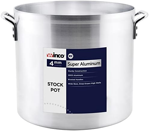 Winco USA Super Aluminum Stock Pot, Heavy Weight, 40 Quart, Aluminum