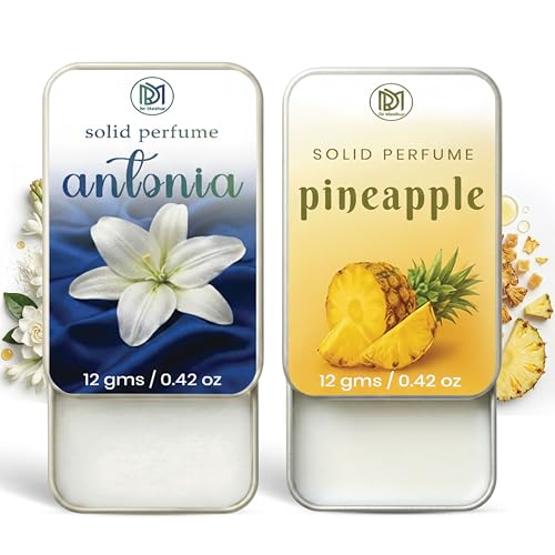 Image of Dr.Mashur Solid Perfume |pineapple&Antonia Alcohol Free Wax Perfume Balm, Long Lasting | Pocket Tin 12g, Pack Of 2| Non Greasy Smooth Glide, Travel Friendly Men And Women