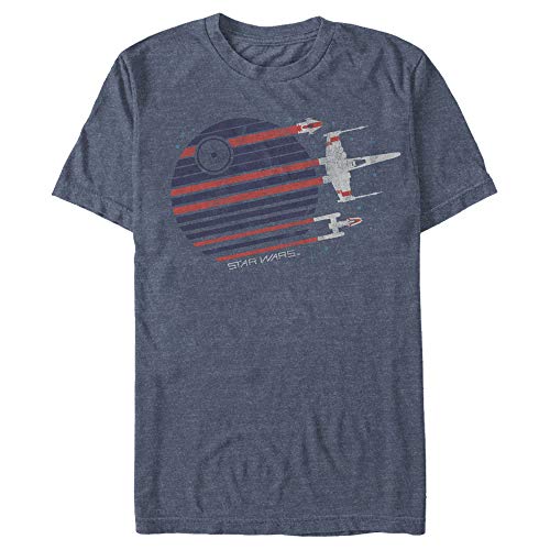 Star Wars Men s Rebel Flyby Graphic T-Shirt, NAVY HTR, large