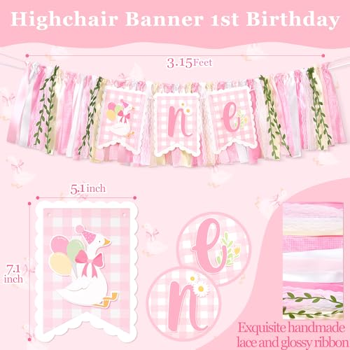Image of Kriyokiaa One Silly Goose High Chair Banner One High Chair Banner Girl Photo Backdrop First Birthday Decorations for Girl Wall Hanging Decorations for Kids Bedroom