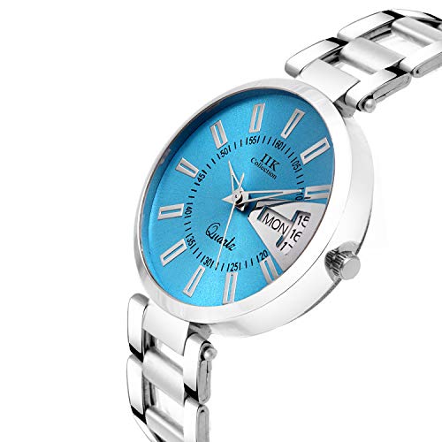 Image of IIK COLLECTION Round Dial Stainless Steel Bracelet Chain Analogue Day & Date Functioning Watch For Women And Girls, Dial Color-Assorted