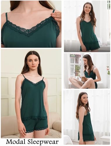 Image of Avidlove Women Cami Pajama Set Modal Sleepwear Lace Trim Short PJ Set with Shorts