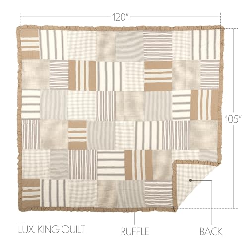 VHC-Brands-Grace-Farmhouse-Quilt-Bedspread-Oversized-King-Reversible-Cotton-Patchwork-All-Season-White-120Wx105L VHC Brands Grace Farmhouse Quilt Bedspread Oversized King Reversible Cotton Patchwork All Season White 120Wx105L