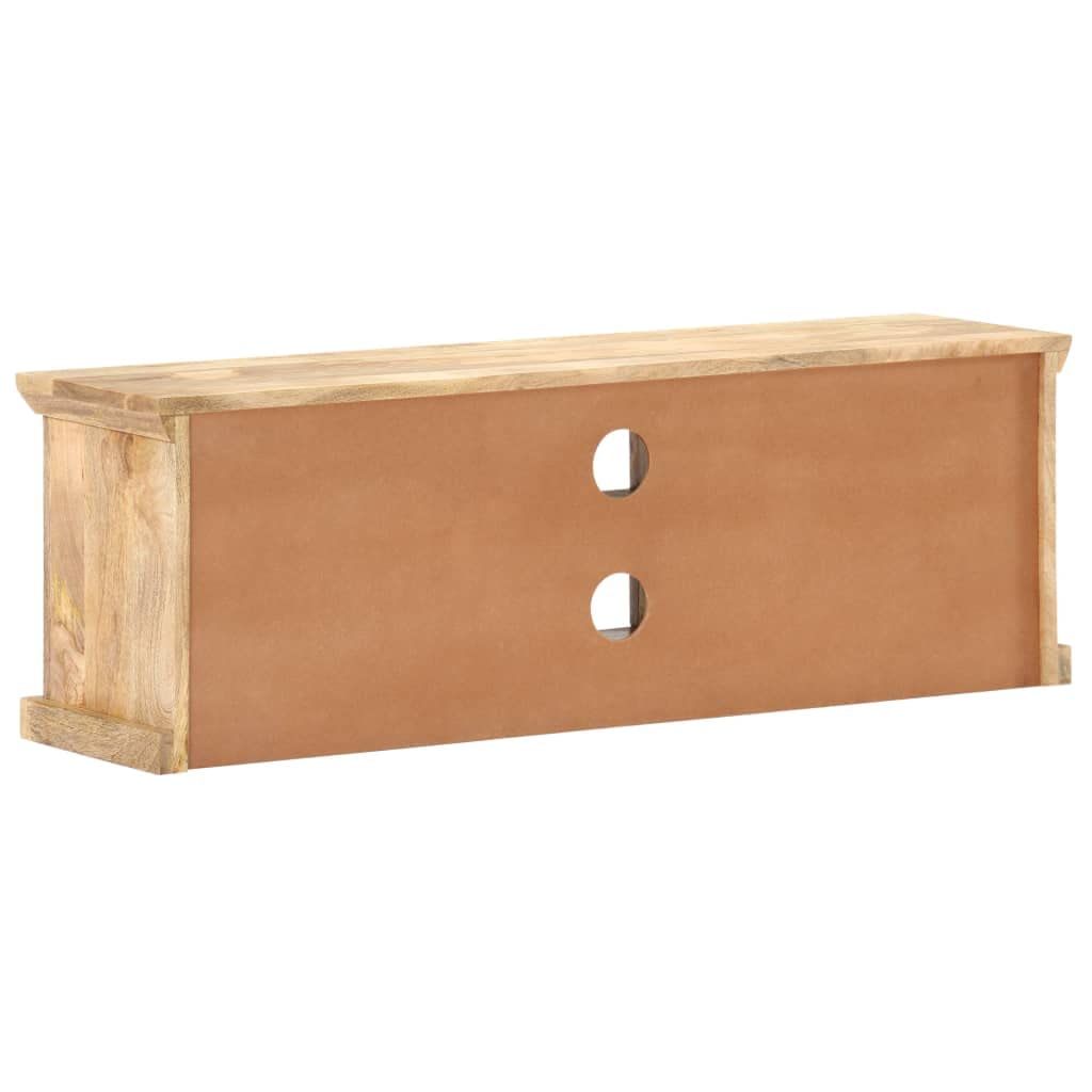 Szafka TV z litego drewna mango, 120 x 30 x 40 cm, z malowanymi proszkowo stalowymi drzwiami, czarna, do konsoli multimedialnych, idealna jako uniwersalna podstawka pod telewizor i szafka do