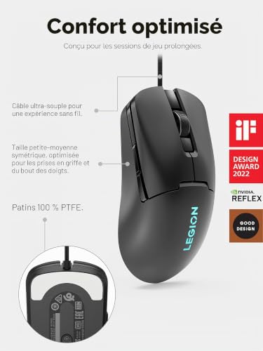 Souris Lenovo Legion M300s RGB – 8000 DPI, 6 Boutons Programmables - vue 8