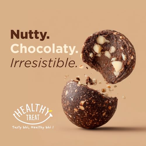 Image of Healthy Treat Premium Hazelnut Chocolate Laddoos | Sugar-Free Energy Balls | High Protein Dry Fruit Laddu | Natural & Gluten-Free | No Added Sugar | Pack of 15