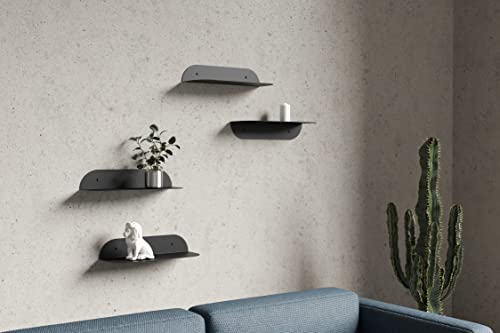 Blanck Floating Shelves, Set Of 2, Metal, Wall Mounted Shelves For Living Room, Bedroom, Bathroom, Office, Kitchen, 17”(L) X 6”(D) (Black) #TOP1