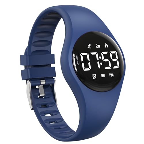 Focwony Kinderuhren mit LED-Display – Wasserdichtes Aktivitätstracker Armbanduhr, Digitaluhr mit Schrittzähler, Wecker & Kalender für Jungen, Mädchen und Jugendliche (Dunkelblau) Focwony Kinderuhren mit LED-Display – Wasserdichtes Aktivitätstracker Armbanduhr, Digitaluhr mit Schrittzähler, Wecker & Kalender für Jungen, Mädchen und Jugendliche (Dunkelblau)