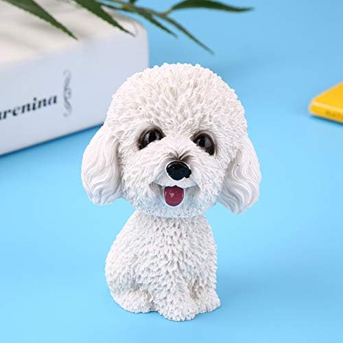 fo sa Car Interior Simulation Shaking Head Dog Decor,Bobble Head Toy Car Interior Dashboard Ornament Kid Home Office Decor White Poodle White Poodle