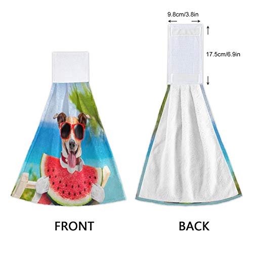 Digtia Summer Dog Puppy Hand Towel 2 Pack Watermelon Beach Kitchen Hanging Towels With Loop Fingertips Soft Absorbent Microfiber Tie Towel For Bathroom Laundry Farmhouse #TOP2