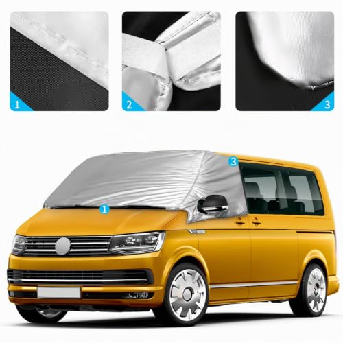 Opaltool Housse de Pare-Brise Thermique Externe für VW Transporter T6, Housse de Pare-Brise Avant Tethermique Pliable, Housse de Pare-Brise Argentée, Housse de Vamping-Car – vue 3