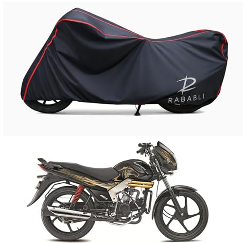 Image of Waterproof Bike Body Cover Compatible for | Mahindra Centuro NXT | Taffeta Fabric, Red Piping Design, Bottom Elastic Fit | Dustproof, Sun UV & Rain Protection for All Bikes