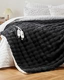 GarveeHome Heated Blanket Queen, Dual Control Faux Fur Electric Blanket with 4 Heat Settings, Soft Bubble Heating Blanket with 8 Hour Auto-Off & Overheat Protection, for Home Bedroom, Dark Grey