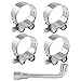 HARSKIYER 4 Pcs T Bolt Hose Clamp, 44-47mm 304 Stainless Steel Adjustable Tube Clamps, Heavy Duty Turbo Pipe Clamps with Socket Wrench for Industrial, Automotive