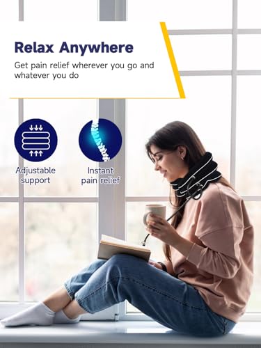 inflatable neck stretcher for cervical traction adjustable cervical traction device for instant relief neck decompression device for neck pain neck traction pillow neck extender for home useblue