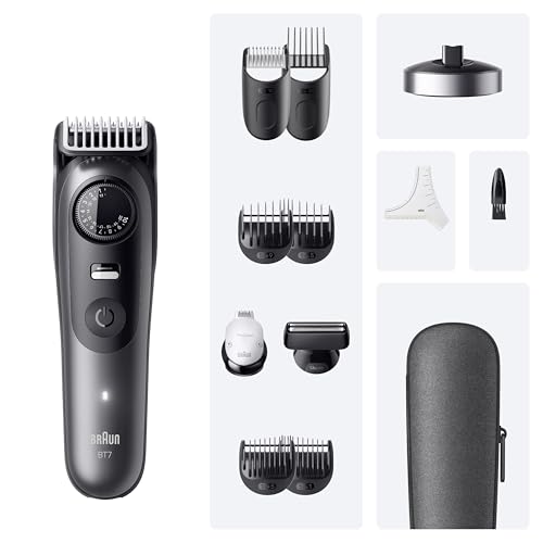 Miniatura 7 de Braun Recortadora de Barba Series 7 BT7545, Gris | Barbero Recargable Resistente al Agua, +12 Accesorios para Barba, 120 Min de Autonomía, 40 Longitudes, Lámina Ultra Afilada