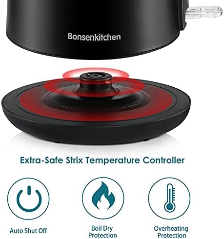 Bonsenkitchen Stainless Steel Electric Kettle,1.5L Double Wall Cool Touch Water Boiler, BPA-Free Cordless Water Kettle with Auto-shutoff & Boil-Dry Protection, EK8008