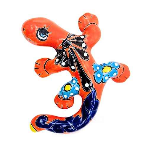 Colorful Ceramic Lizard Talavera Pottery Mexican Garden Decor Home Decor Gecko - Hand Painted In Mexico - Creatures Salamander Dragonfly Animals Reptiles Mexican Wall Décor Art Lizard Iguana - Lagartija Multicolor #TOP11