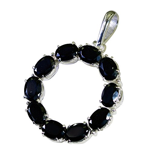 Collier en onyx noir naturel et argent sterling, un pendentif ovale d'exception
