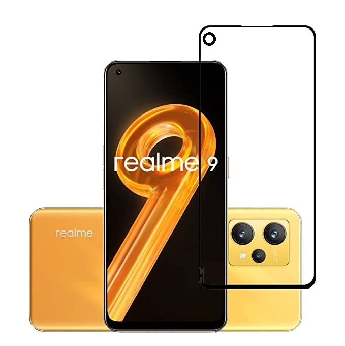 Image of Screen Protector for realme 9 4G (Black) Tempered Glass Edge-to-Edge 6D Screen Guard With Installation Kit