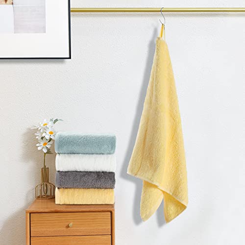 Semaxe Hand Towel Set For Bathroom, Soft And Highly Absorbent Towel, 100% Cotton Yellow Towel, Hotel & Spa Quality, 16”X 27”, 4 Pack #TOP6