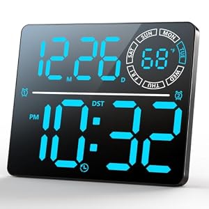 Digital Wall Clock, Digital Clock Large Display with Remote Control, Auto-Dimming Wall Clock with 9 RGB Night Light, Temp & Current Week Number for Seniors, Classroom, Office, Living Room, Bedroom
