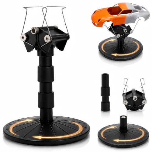 Tlence Spray Work Painting Stand Set, Model Car Paint Holder with Rotating Turntable, Adjustable Height Airbrushing Bracket with Spring-Loaded Jaw for DIY Cars Tanks Airplanes