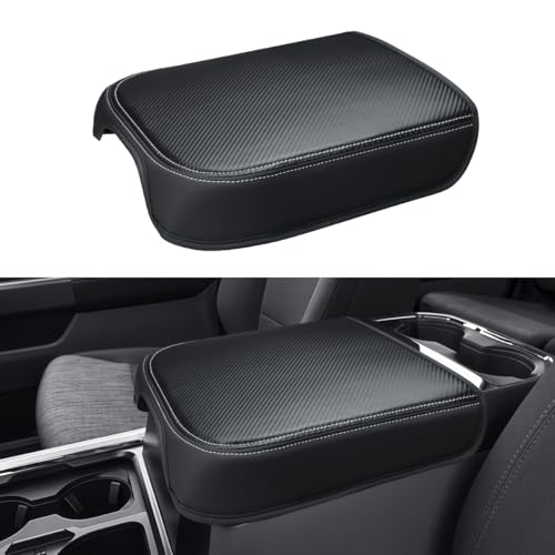 Image of INTGET Center Console Cover for 2026 Ford F250 F350 F450 F550 Super Duty Accessories 2023 2024 2025 XLT Car Interior Armrest Arm Rest Leather Middle Cushion Lid Pad Protector(Fit Bucket Seat Only)