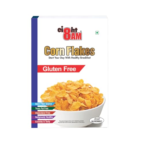 Image of 8AM Corn Flakes Gluten Free 300g, 99% Fat Free, & Cholesterol Free, Trans Fat, Artificial Additives, Crunchy & Delicious, Nutritious Whole Grain Breakfast Cereal