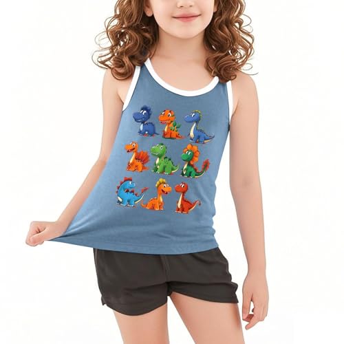 Sinzelimin 3-15T Baby Boy and Girls Fitness Tank Tops Sleeveless Cute Little Dinosaur Graphic Tees Sport Fitness Shirt Vest3