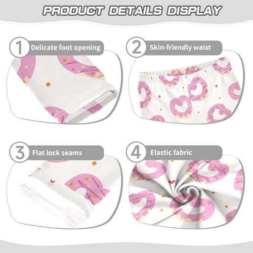 Cute Heart Donut Shaped Pattern Girls Leggings,Workout Leggings for Girls Toddler Athletic Leggings Size for 3-10T3