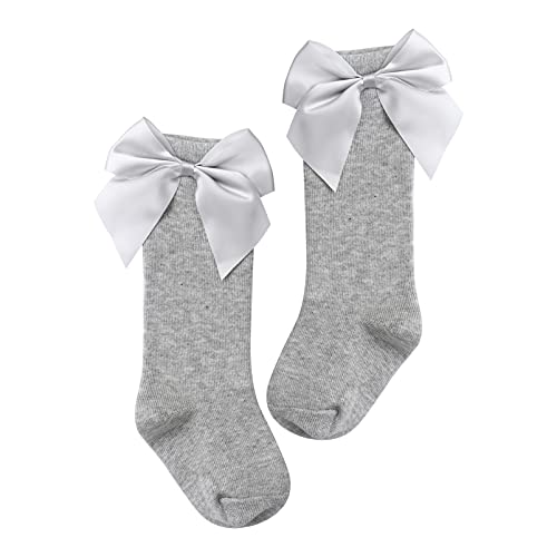 1Pair Kids Baby Girl's Cotton Socks Soft Knee-High Over Calf Socks Infant Newborn Bow Stockings