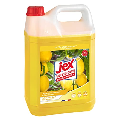 JEX Professionnel - Nettoyant et dégraissant - Multi usage - Sols et surfaces - Formule naturelle - Parfum Pays Niçois - Contact alimentaire - 5L-...