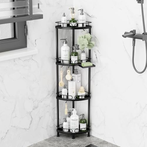 SWTYMIKI Étagère douche coin 4 étages métal