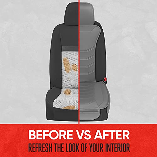 Image of Motor Trend LuxeFit Solid Gray Seat Covers for Cars Trucks Van SUV (2 Pack), Premium Faux Leather Car Seat Covers, Easy to Install Automotive Seat Covers with Storage Pockets, Fits Most Vehicles