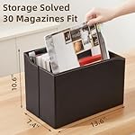 PU Leather Magazine File Holder, Foldable Magazine Basket with Handles, Stable Magazines Rack Floor, Document File Folder Organizer Box, Books Newspaper Storage Bin for Office Home School - Image 2